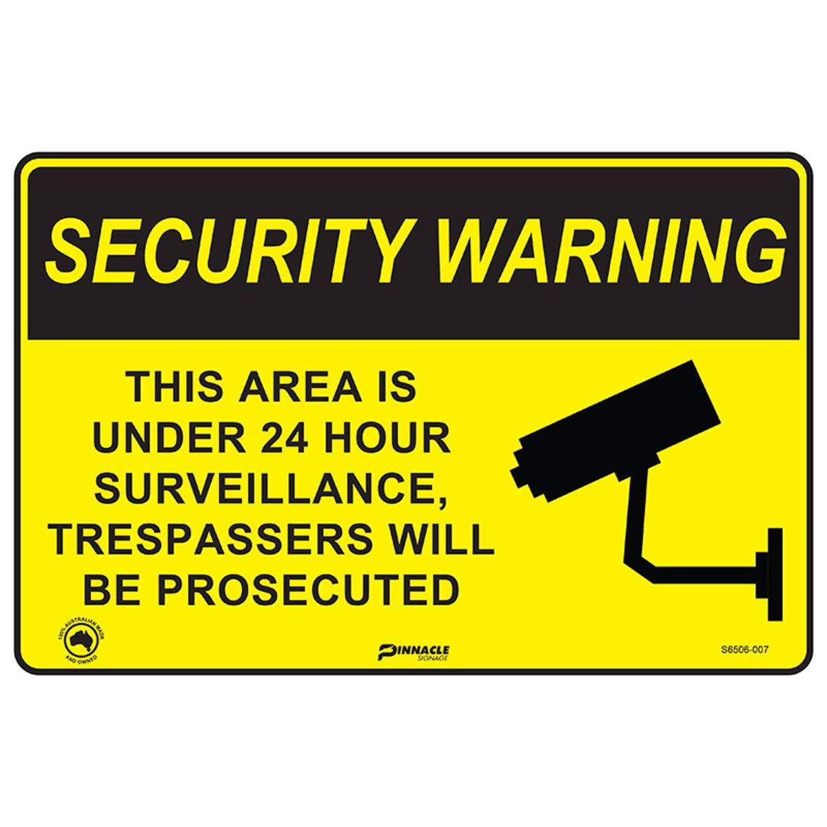 Pinnacle 300 x 200mm Metal Security Warning 24 Hour Surveillance Sign ...