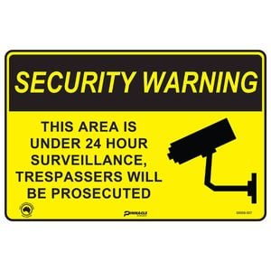 Pinnacle 300 x 200mm Metal Security Warning 24 Hour Surveillance Sign