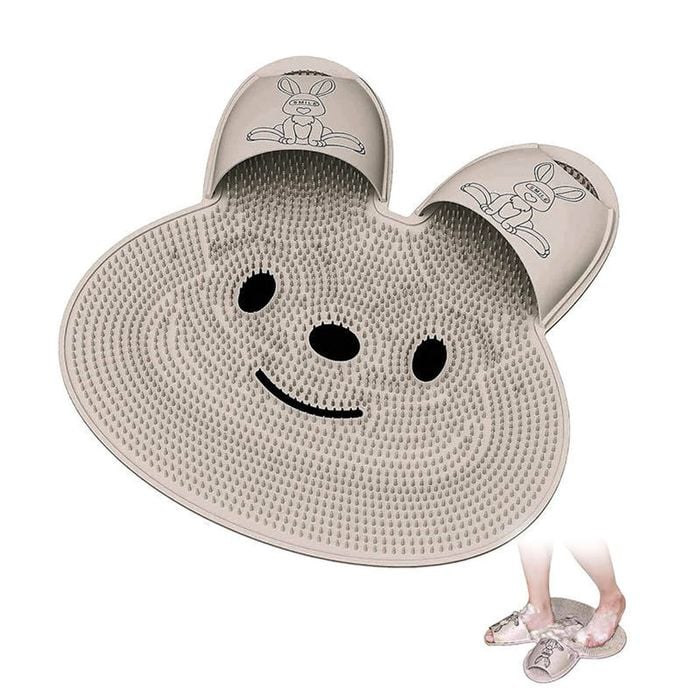 Catzon Shower Foot Scrubber Mat Rabbit-shaped Non-slip Suction-khaki
