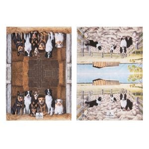 2pc Ashdene Working Dogs Farm Cleaning Kitchen Towel Dishcloth 70x50cm