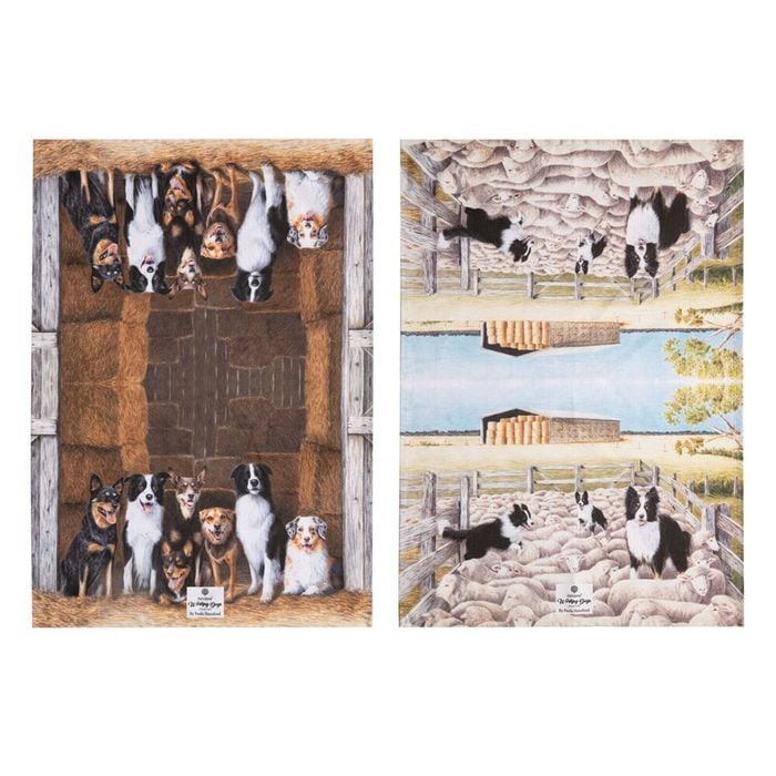 2pc Ashdene Working Dogs Farm Cleaning Kitchen Towel Dishcloth 70x50cm