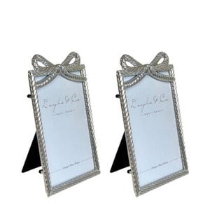 2PK SS Collective Silver Flowing Bow Textured Rectangle Photo Frame 4x6