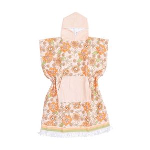 LVD Vintage Flowers Adult Microfibre Poncho Towel W/ Pockets 80x110cm