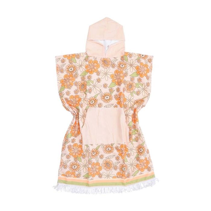LVD Vintage Flowers Adult Microfibre Poncho Towel W/ Pockets 80x110cm