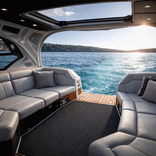 Durable marine carpet for boats, pool surrounds & outdoor areas. Ribbed surface for grip & comfort.