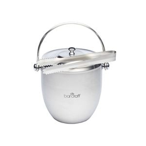 BarCraft Stainless Steel Ice Bucket w/ Lid & Tongs - Silver