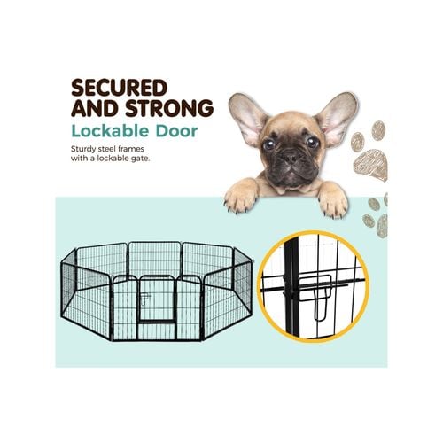 i.Pet 24 8 Panel Dog Playpen Pet Exercise Cage Enclosure Fence Play Pen Bunnings Australia
