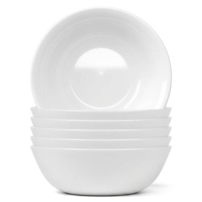 Argon Tableware Round Opalware Salad Bowls - 19cm - White - Pack of 6