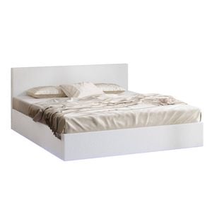 Oikiture Bed Frame King Size Gas Lift Storage Boucle White