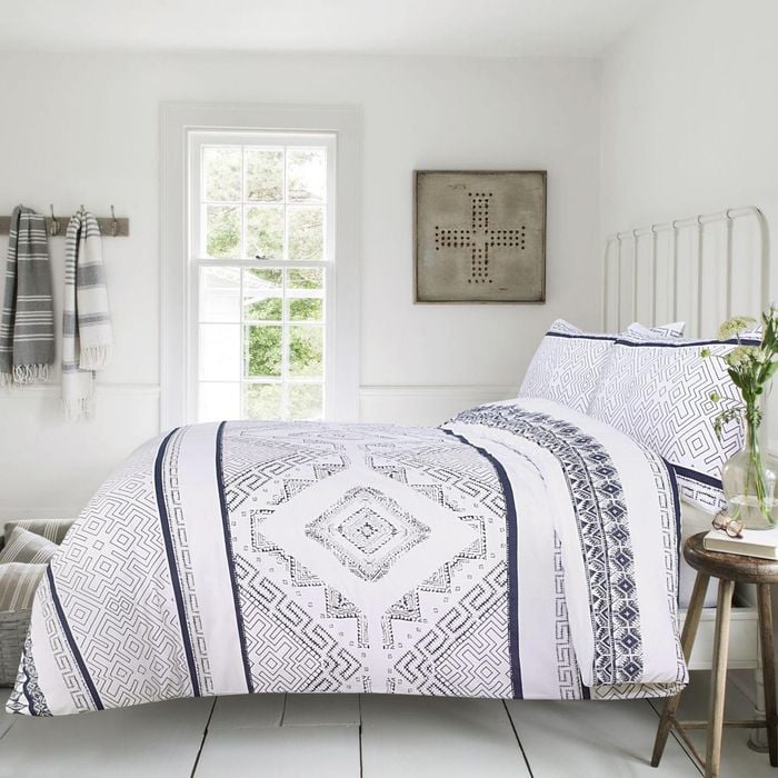 Amsons Pure Cotton New Hampton King Quilt Cover Set - White Blue