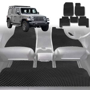 6D Diamond Car Floor Mats for Jeep Wrangler (JL)2018-Current-Full Set-Black-Outback GT