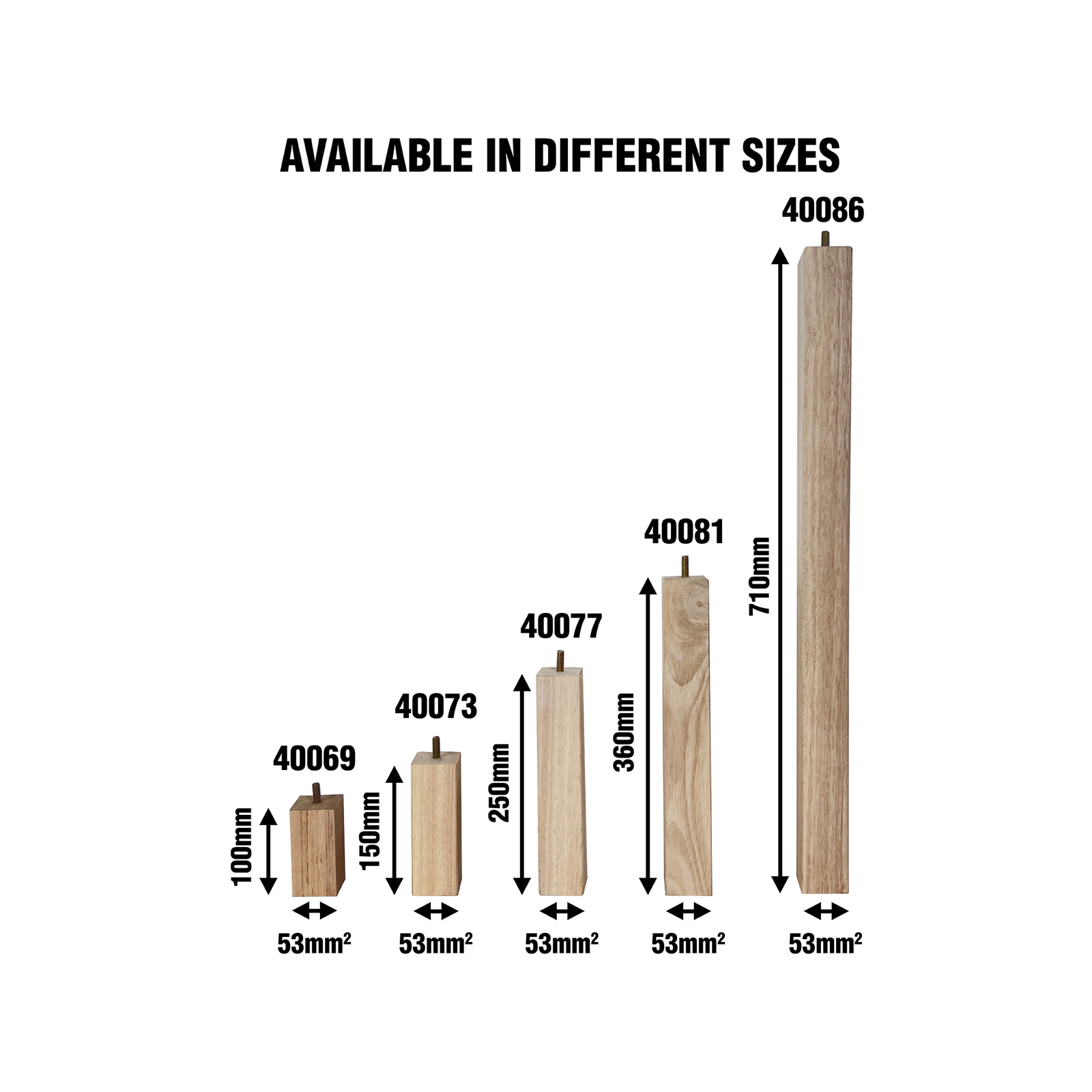 Adoored 53 x 53 x 710mm Raw Wood Square Furniture Leg Bunnings Australia