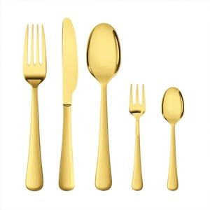 30PCS Stainless Steel Glossy Gold Tableware Cutlery Set