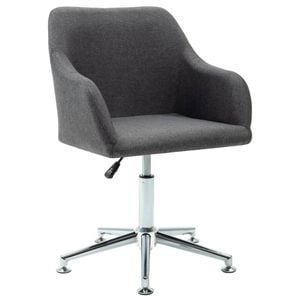 vidaXL Dining Chair Kitchen Armchair Adjustable Swivel Chair Dark Grey Fabric
