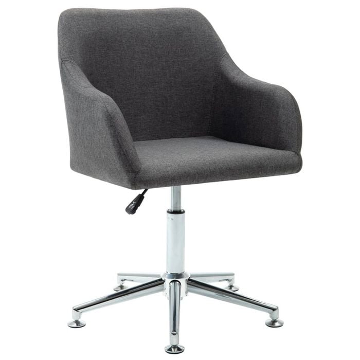 vidaXL Dining Chair Kitchen Armchair Adjustable Swivel Chair Dark Grey Fabric