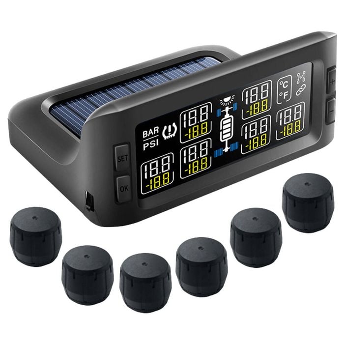 Elinz Solar Powered Tyre Pressure Monitoring System Trailer Caravan TPMS 6 External Sensors