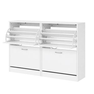 2x 2 Tier Artiss Shoe Storage Rack Cabinet White