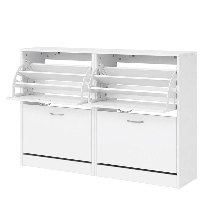 2x 2 Tier Artiss Shoe Storage Rack Cabinet White