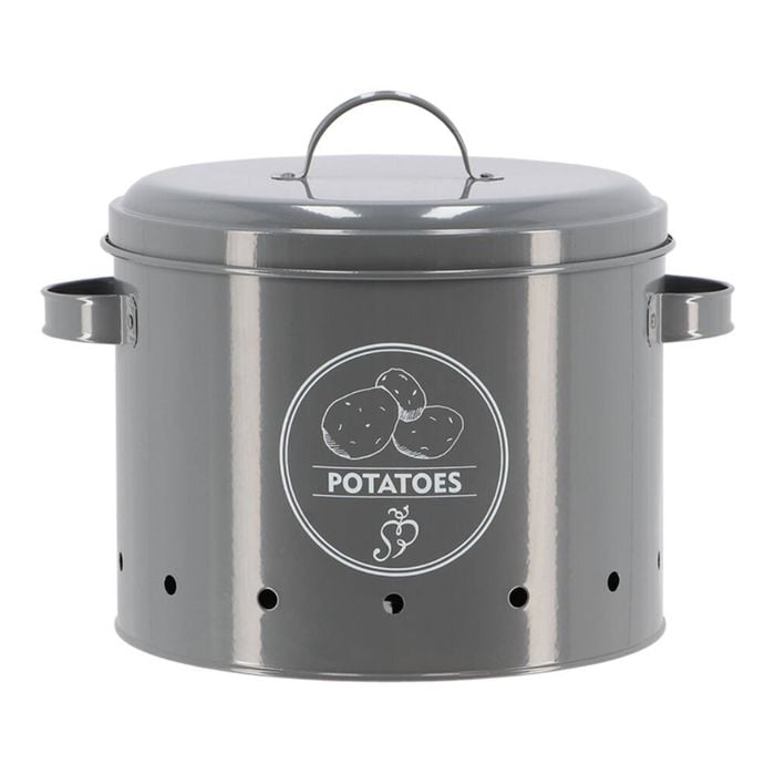 Esschert Design Potato Storage Tin Carbon Steel Kitchen Organiser 28cm Grey