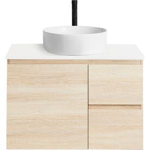 CIBO 750mm Coast Veneer Nordic Wall Hung Bathroom Vanity with White Countertop Basin