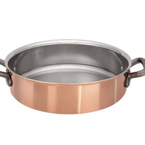 Matfer Bourgeat Copper Sauteuse - 240mm, Stainless Steel Interior, Cast Iron Handles