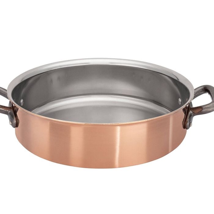 Matfer Bourgeat Copper Sauteuse - 240mm, Stainless Steel Interior, Cast Iron Handles