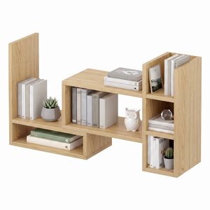 Advwin 3-tier Desk Bookshelf With Locking Bolts Space Saving Storage Shelf Wood