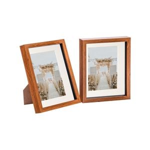 Nicola Spring Acrylic 3D Box Photo Frames with 5" x 7" Mounts - 8" x 10"  - Dark Wood - Pack of 2