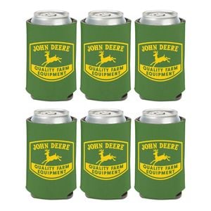 John Deere Can Cooler / Stubbie Holder 12oz Green Retro Farm Logo Set Of 6