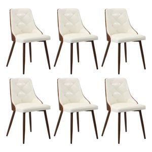 Oikiture Dining Chairs Kitchen Accent Lounge PU Leather x6 White