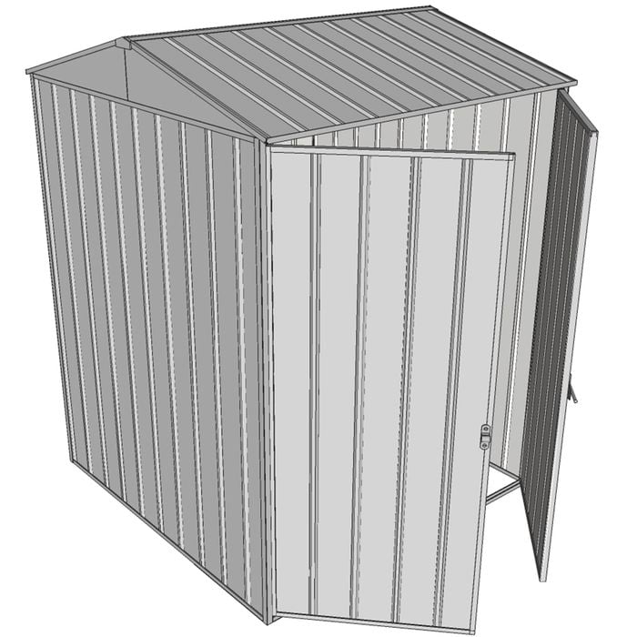Build-a-Shed 1.5 x 1.5 x 2.3m Gable Shed with Double Hinged Side Doors - Zinc