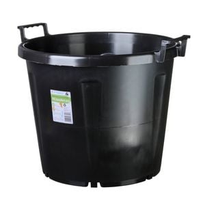 IP Plastics 30L 41cm Black Recycled Scolloped Round Pot With Handle