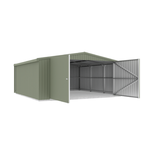 Absco Structures 5.64mW x 5.49mD x 2.64mH Pale Eucalypt Double Barn Door Garage