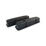 SB Chev Finned Black Aluminium Valve Covers, 283 327 350 383 400