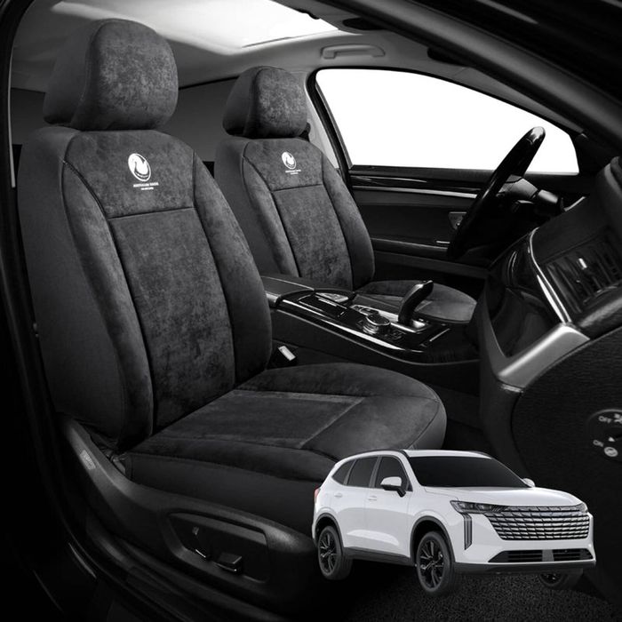 Australian Goose Edition Front Seat Covers for GWM Haval H6 2020 - Current (SUV) - Suede, Universal Fit - Black