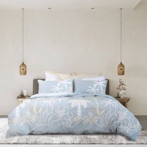 Bas Phillips Tamarama Cotton Embroided Quilt Cover Set Queen Ice Blue