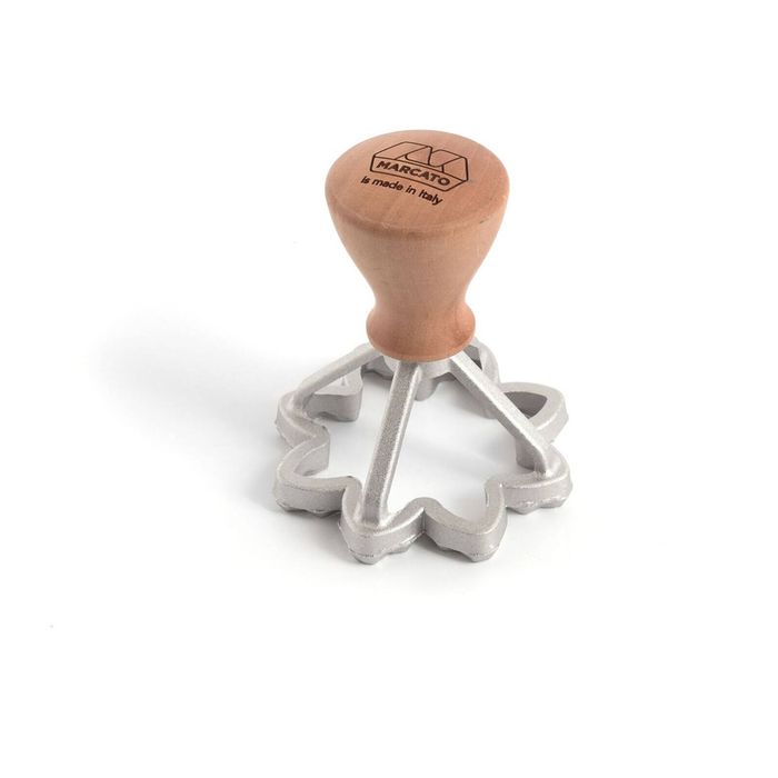 Marcato 7cm Ravioli Wood/Aluminum Stamp Flower Moulder Baking Utensil