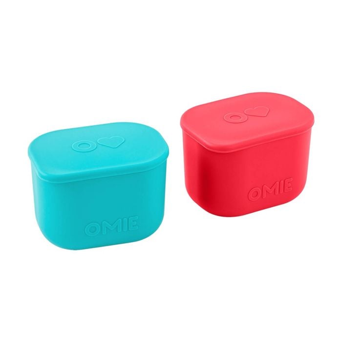 2pc Omie Omiebox Up Silicone Dip Leakproof Containers Set Pink/teal 220ml