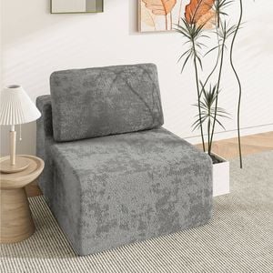 Advwin Armless Sofa Chair Chenille Compressed Sofa Modular Lazy Couch Grey