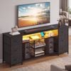 Advwin 160cm LED TV Unit Cabinet w/ Power Outlets Entertainment Center TV Stand w/ 6 Drawers & Open Shelf Black