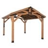 Backyard Discovery Norwood 4.3m x 3.7m Cedar Wood Outdoor Patio Gazebo with Hardtop Galvanised Steel Peak Roof and PowerPort