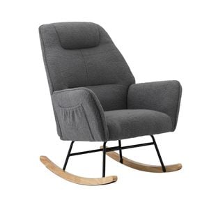 Oikiture Rocking Chair Nursing Armchair Sherpa Accent Chairs Upholstered Grey