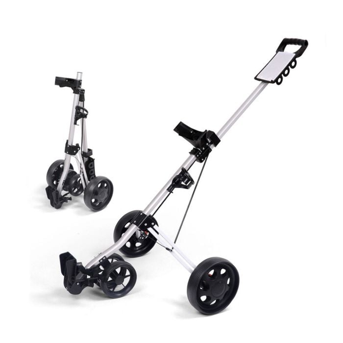 Fitnesslab 4 Wheels Golf Trolley Buggy Foldable Golf Bag Cart With Footbrake