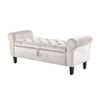 La Bella 132cm Beige Storage Ottoman Bench Seat Chest Arm Couch Stool Velvet