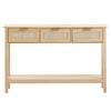 VEVOR Rattan Console Table Natural Color with 3 Storage Drawers Sliding Door for Home