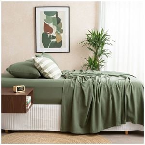 Renee Taylor Comfort T’s Organic Cotton Jersey Sheet Set Olive Queen