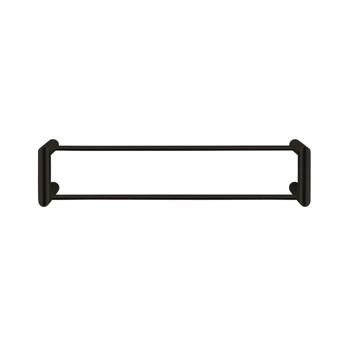 Forme Black Satin Double Towel Rail Round