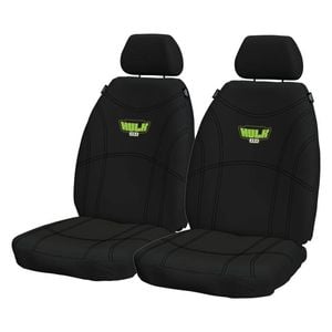 Hulk Universal Neoprene Front Vehicle Seat Cover Black/Green Stitch