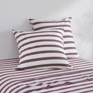 Dreamaker Cove Washed Cotton Yarn Dyed Wide Stripe Euro Pillowcase Plum Twin Pack