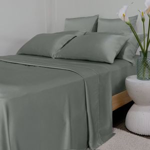 Bedding Co. Flat Sheet 100% Mulberry Silk 22 Momme Sage Green Single